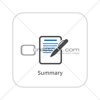 Summary Icon. Business Concept. Flat Design.