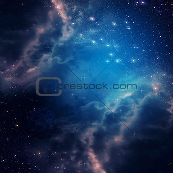 Space background of blue color