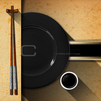Asian Menu with Wooden Chopsticks