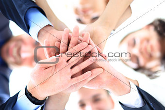 business people group joining hands and