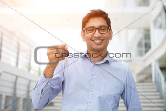 indian male with car keys