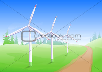 Wind power industry. Windmill energy generator