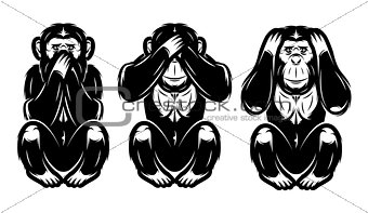 set of three monkeys - hear no, see no, do not say