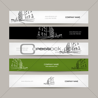 Banners design with cityscape sketch