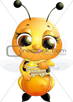 beautiful bee that eats honey