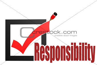 Check mark with responsibility word