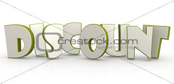 Discount word green with white background