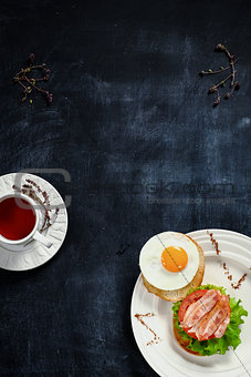 Tea and breakfast on a blackboard