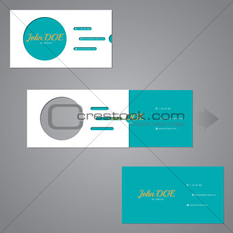 Simplistic two piece business card with circle and lines