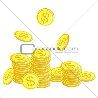 Golden coins with dollar symbol