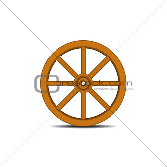 Vintage wooden wheel with shadow