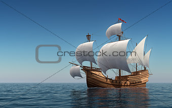 Caravel In The Blue Sea