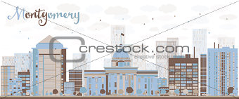 Abstract Montgomery Skyline with Color Building