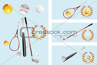 Isolated various items of Sport and banner