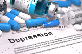 Depression Diagnosis. Medical Concept. Composition of Medicament.