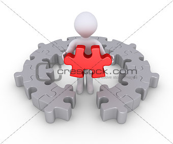 Person and last puzzle piece