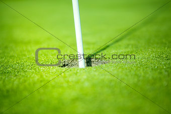 golf hole on green