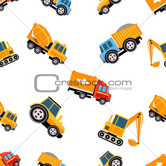Work Trucks Seamless Pattern. Vector Illustration
