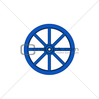 Vintage wooden wheel in blue design