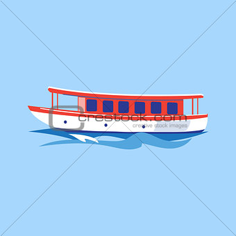 Excursion Ship on the Water. Vector Illustration