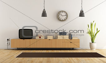 Vintage living room with retro  tv - rendering