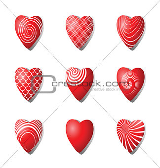 Heart icons. Design elements set for Valentine's day. 