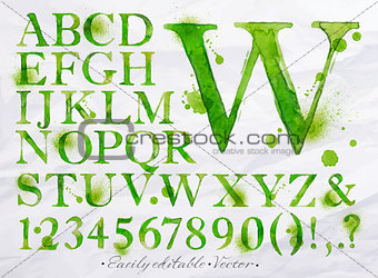 Alphabet watercolor green