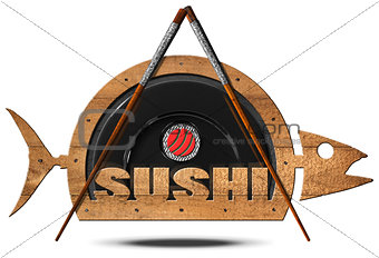 Sushi - Symbol with Wooden Fish