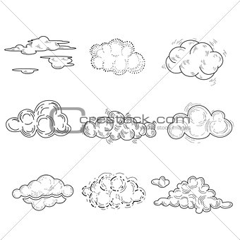 Hand Drawn Cloud Set. Vector Illustration