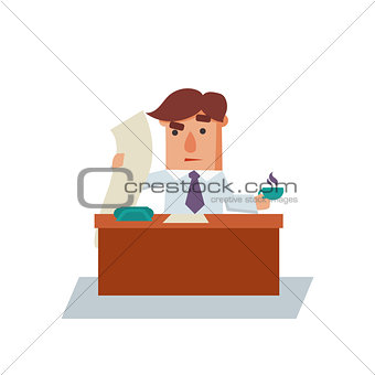 Serious Business Man Cartoon Character Vector Illustration