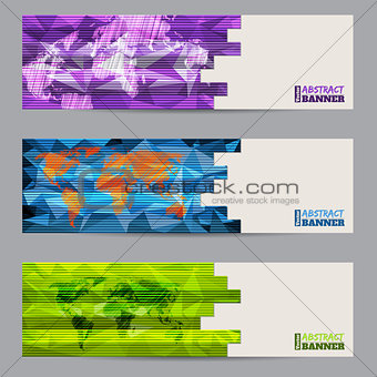 Cool banner set of three with abstract stripes