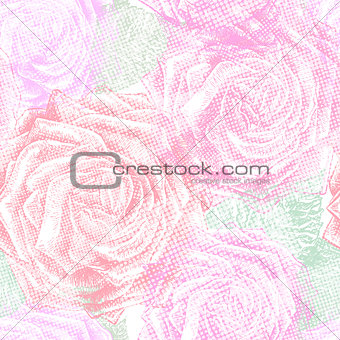 Seamless vintage Rose Pattern, vector, EPS10.
