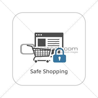 Safe Shopping Icon. Flat Design.