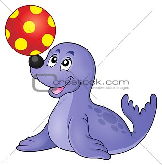 Seal playing with ball theme 1