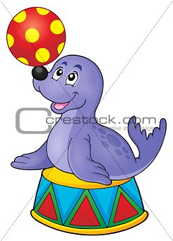 Seal playing with ball theme 2
