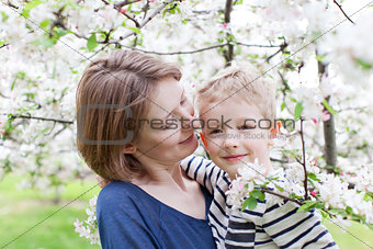 mother and son at spring