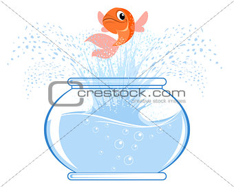 Gold fish jumping