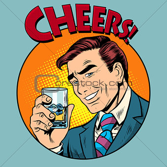 Cheers toast celebration man pop art retro style