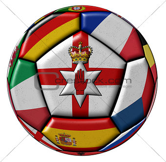 Soccer ball with flags - flag of Northern Ireland in the center
