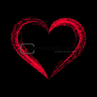 Red vector stylized heart on black
