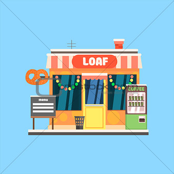 Bakery Front in Christmas. Vector Illustration