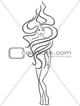 Abstract female with extraordinary hairstyle