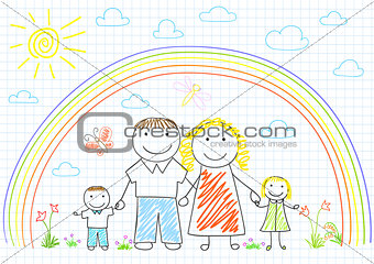 Happy family - mom, dad and two children