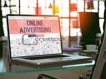 Online Advertising Concept on Laptop Screen.