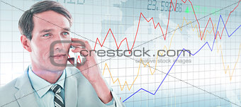 Composite image of business man having phone call