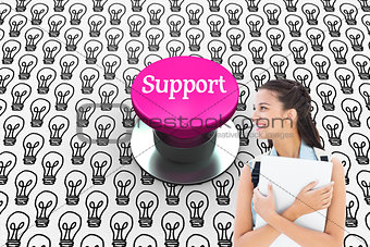 Support against pink push button