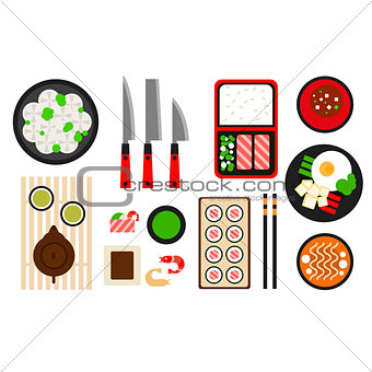 Restaurant asian cuisine Vector flat icon