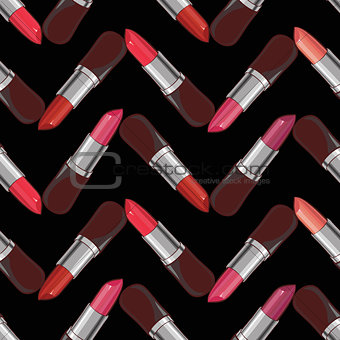 Seamless pattern with lipsticks.  Vector illustration.