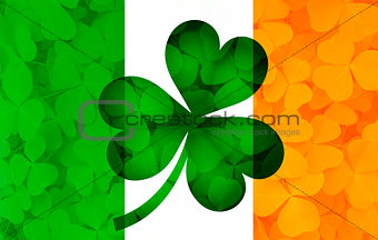Ireland Flag with Shamrock Leaves Background Illustration
