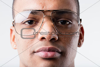 black man with big ugly glasses